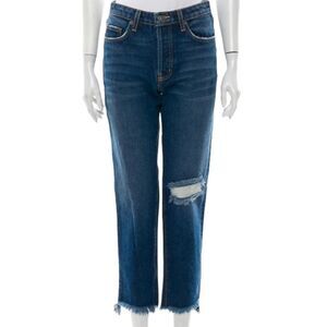 CARMAR Mid-Rise Straight Leg Jeans Size 26 Wash Blue Denim Cropped Raw